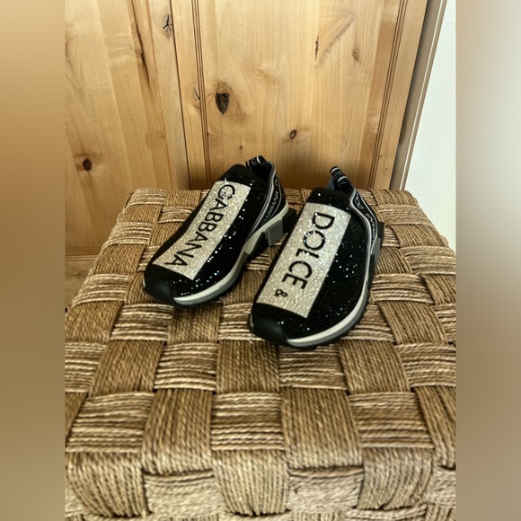 Dolce & Gabbana - Women's Sorrento Crystal Slip On Sneakers - Size 39.5 - Picture 2 of 8